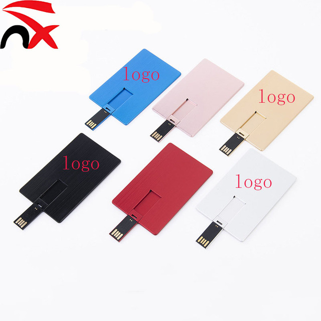 Custom logo Metal Credit Card Style Thumb Drive Portable Key-Hole Design USB Memory Stick Waterproof Drive for Storage