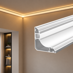 Aucun <span class=keywords><strong>plafond</strong></span> suspendu requis <span class=keywords><strong>pour</strong></span> la rénovation intérieure de maisons modernes : profilé de corniche en alliage d'aluminium <span class=keywords><strong>pour</strong></span> bande LED à montage en surface - Product Image 2