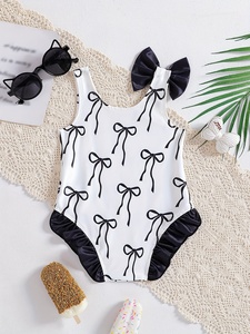 <span class=keywords><strong>Maillot</strong></span> de <span class=keywords><strong>bain</strong></span> une pièce pour bébé <span class=keywords><strong>fille</strong></span> tendance, imprimé nœud papillon, design d'épaule tridimensionnel, style simple et mignon - Product Image 2