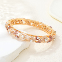 Bracelet en émail sculpté style chinois, incrusté de pierres précieuses ajourées, idéal pour les banquets et les cadeaux de fêtes - Meilleure vente