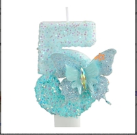 Nouvelles bougies originales en cire de paraffine, motif papillon, dentelle perlée, chiffres, alphabet, orchidées, numéros d'anniversaire, semi-artisanales, peintes à la main