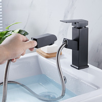 Robinet de lavabo de salle de bain moderne, type extractible, robinet de lavabo à trou unique, robinet mélangeur de lavabo de salle de bain chaud et froid