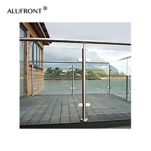 Rampe d'escalier moderne en acier inoxydable pour balcon, garde-corps en verre noir, système de balustrades en verre aluminium pour villa - Product Image 4