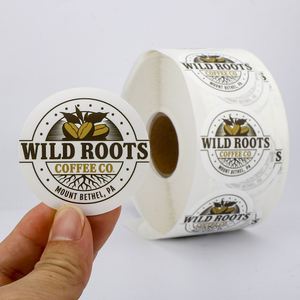 Wild Roots Coffee Co. Etiquetas Redondas Autoadhesivas de Papel, Duraderas, Impresas en Serigrafía Offset, Mount Bethel PA - Product Image 2