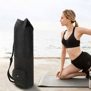 Sac de transport pour tapis de yoga réutilisable avec cordon de serrage, couleur noire, écologique, logo personnalisé, imperméable, fabriqué en usine BSCI - Product Image 5