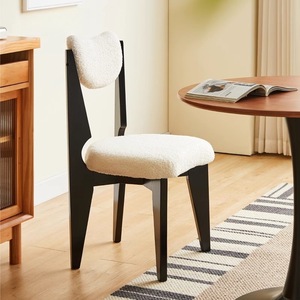 Nordic Style Solid Wood <b>Dining</b> <b>Chair</b> With Lamb Wool Upholstery For Bedroom Study Living Room - Product Image 5