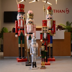 6ft / 180cm grandeur nature grand/géant rouge décoration de noël extérieur en bois <span class=keywords><strong>casse</strong></span>-<span class=keywords><strong>noisette</strong></span> roi et soldat ornement poupée cadeau - Product Image 6