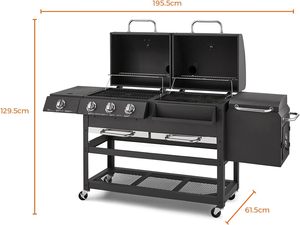 Premium Outdoor 5-Person Gas and Charcoal <span class=keywords><strong>Metal</strong></span> BBQ Smoker, Parrilla <span class=keywords><strong>de</strong></span> gas <span class=keywords><strong>para</strong></span> asar <span class=keywords><strong>leña</strong></span> en fiestas - Product Image 6