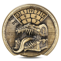 Dés de jeu en métal 3-en-1 avec motif boîte au trésor en relief et roulette monstre pour jeux de rôle et jeux de table