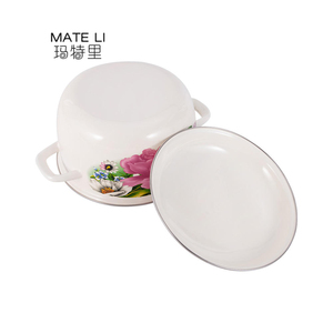 Batterie de cuisine universelle de grande capacité directe d'usine épaissie avec <span class=keywords><strong>pot</strong></span> à soupe <span class=keywords><strong>en</strong></span> émail floral - Product Image 3