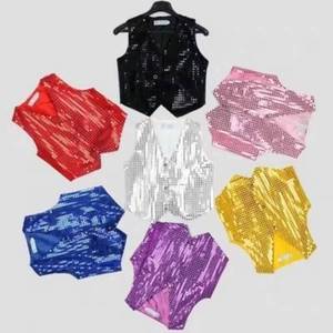 Children Shinny <b>Sequined</b> Suit Vest Stage Performance Party Costume Jazz Hip-hop Dancing Wear <b>Jacket</b> Waistcoat for Boys Girls - Product Image 1
