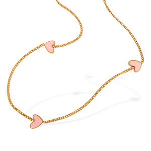 Collier en forme de cœur, chaîne en or, pendentif rose, bijoux à chaînes fines pour femmes, à porter au quotidien - Product Image 5