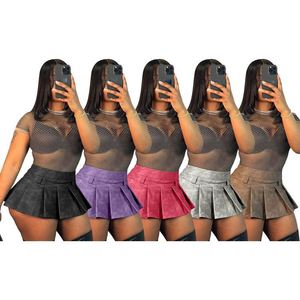 Novedad de verano 2025, <span class=keywords><strong>minifalda</strong></span> Sexy de <span class=keywords><strong>cuero</strong></span> con cremallera de Color sólido para mujer - Product Image 2