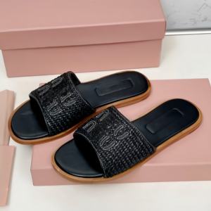 Sandales plates décontractées de luxe pour femme Miu, de haute qualité, antidérapantes, pour l'extérieur, collection été - Product Image 5