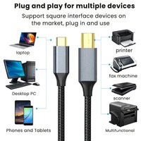 Câble USB C Type-C vers Type-B mâle plaqué or pour imprimante et ordinateur, longueur personnalisable (1M-3M), certifié CE ROHS