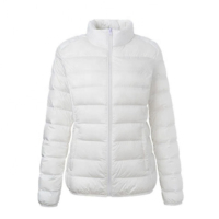 Doudoune légère matelassée pour femme, manteau d'hiver en duvet de canard uni, fermeture éclair, décontractée, personnalisable OEM ODM, vente en gros