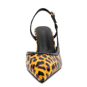 Big Size 45 Women's Pointed Toe Slide Straps <b>Sandals</b> Sexy Leopard Patent Shoes High Wedge Heels Dress Summer Wide Fit Pumps - Product Image 2