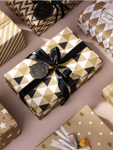 Venta al por mayor 80g papel de embalaje Kraft 43*300cm rollo de papel de regalo de embalaje de regalo personalizado de lujo - Product Image 3