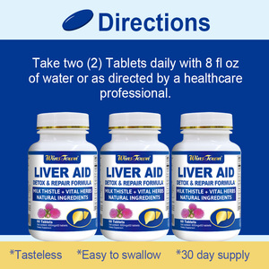 Comprimés Wins Town Liver Aid pour la purification et la protection du foie, complément à base de plantes pour la santé hépatique, 600 mg, 60 comprimés - Product Image 2