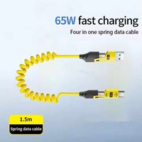 Câble USB-C blindé TPE 1,5 m PD 27W 65W Type C 5A à charge rapide, câble de données à ressort pour iPhone – Vente chaude directe usine
