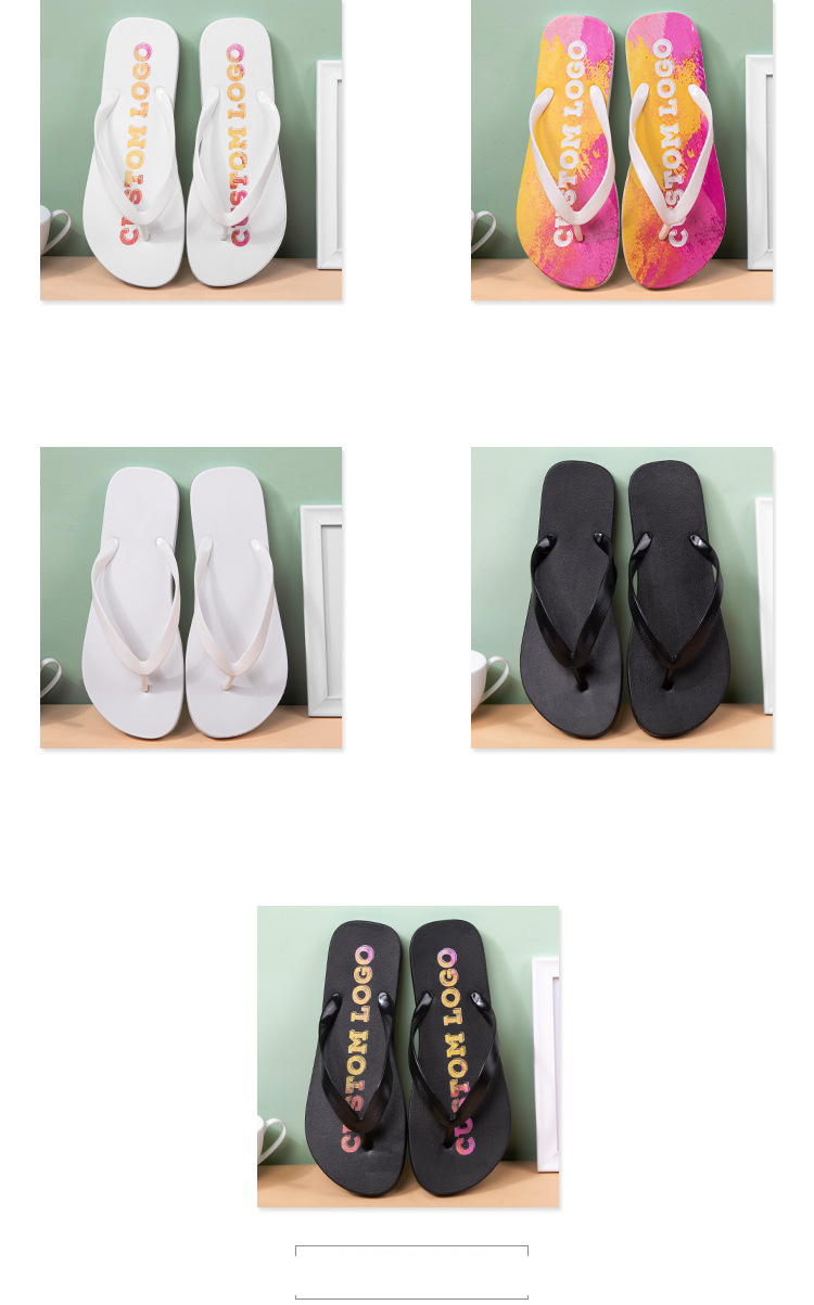 Kids PVC flip flops slippers custom logo 3D printing Flipflops beach rubber slippers