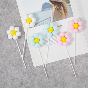 Cake Toppers Felt Ball Flowers Round Polyester Handmade Birthday Party Decorations - Product Image 3