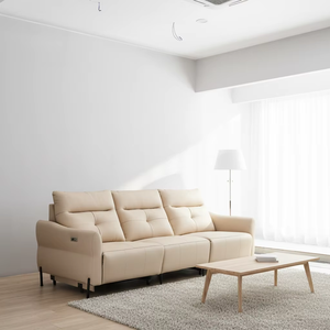 Canapé inclinable électrique multifonctionnel en cuir véritable 3 places avec massage extensible, design moderne - Product Image 1