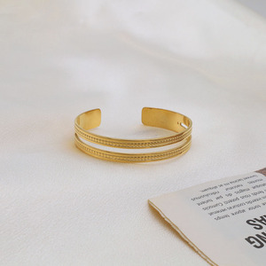 Geometric Gold Open Bracelet Double Ring Design Women's Jewelry Gift - Product Image 3