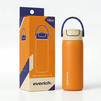 Bouteille d'eau en acier inoxydable Everich à large ouverture et remplissage rapide, 18 oz, avec couvercle à paille anti-fuite et bouchon rabattable pour une hydratation facile