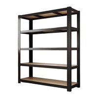 Étagères de garage en acier 150/300 kg avec plateau en panneaux de particules 90*40*180 cm, profilés rainurés sans boulons ni rivets pour l'étagérage domestique