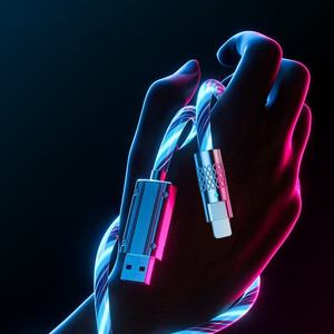 Cho iPhone Android Type-C bảy màu quang lưu lượng dữ liệu cáp vỏ kim loại 100W sạc nhanh - Product Image 3