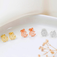 Nuevos Aretes Personalizados con Monograma North, Acero Inoxidable, Joyería Impermeable, Logotipo Personalizado, Nombre, Aretes de 3 Letras para Mujer