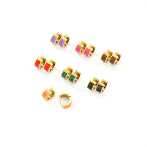 Orecchini a cerchio in acciaio inossidabile placcati oro, gioielli alla moda per donna - Product Image 2