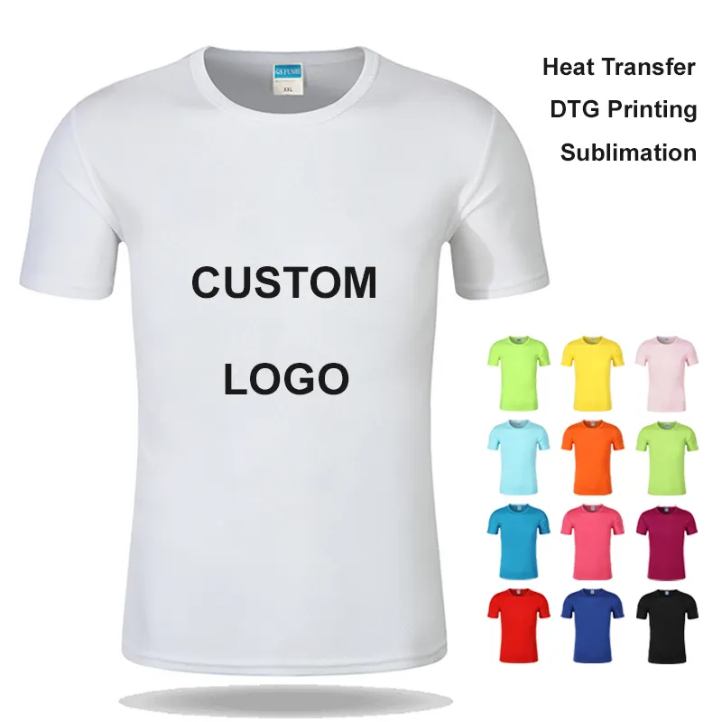 Camisetas de sublimación en blanco 100 poliéster para hombre, venta al por mayor, talla grande, camiseta lisa, impresión personalizada