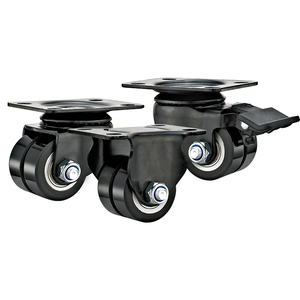 2 Zoll Oberplatten-Lenkrolle Mittelschwerlast Eisenkern Schwarzes <span class=keywords><strong>PU</strong></span> Doppelrad für Handwagen & Leichte Industrieanlagen - Product Image 3