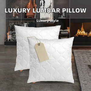 Luxury White Quilted Lumbar Cushion <b>Pillow</b> 50x30cm 400TC Polyester Filled Anti-Dust Mite <b>Decorative</b> Throw <b>Pillow</b> for Sofa - Product Image 2
