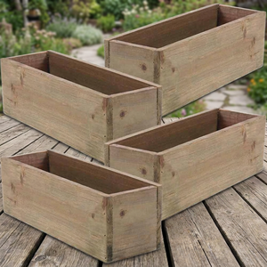 Jardinera Tradicional Rústica Cuadrada de Madera con Revestimiento de Plástico Tallado a Mano para Decoración de Interiores/Exteriores, Jardín y Hogar - Product Image 3