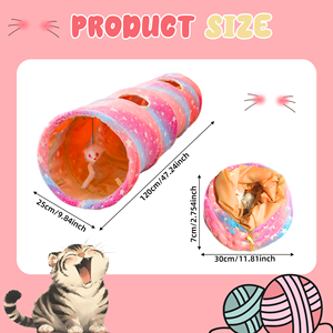 <span class=keywords><strong>Tunnel</strong></span> de chat motif étoile rose avec jouets en peluche caractéristiques photoluminescentes pour petits chats d'intérieur - Product Image 2