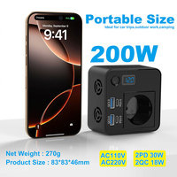 Convertidor de Voltaje de 12V a 220V 230V, 200W, con Puerto Tipo-C y USB, Enchufe para Coche, para Cargar Teléfonos Móviles y Portátiles