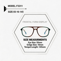 Montures de lunettes de pilote F3311 Designer Vintage à double pont, 55 mm, surdimensionnées, en acétate épais, solides, anti-reflet, robustes