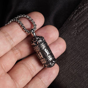 Colgante Amuleto Budista Tibetano con Mantra de Seis Caracteres y Loto, Collar Largo para Cenizas, Cadena de Acero Inoxidable, Accesorios de Joyería - Product Image 4