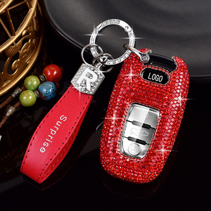 Pour Audi A4 A4L TT A6 A8 Smart 3 boutons étui à clés de voiture avec cristal Bling strass PC Type de fermeture suspendue - Product Image 3