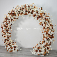 Arche de fleurs artificielles en soie rose champagne blanc personnalisée DKB pour mariage, décoration haut de gamme pour événements, arche ronde de 8*9 pieds