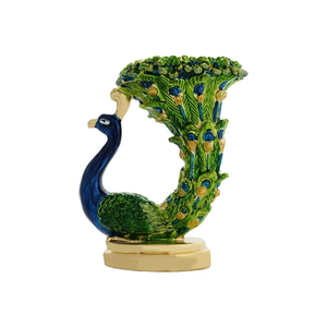 Chandelier religieux en métal, sculpture artistique 3D Paon, finition moderne polie, laiton antique et argenté, pour la maison et le bureau - Product Image 3