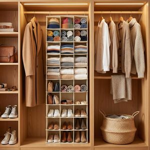 Hanging Shoe Organizer 30 Sections 33x15x85cm Non-Woven Fabric Closet Storage <b>Shelves</b> Space Saving Behind Door - Product Image 2