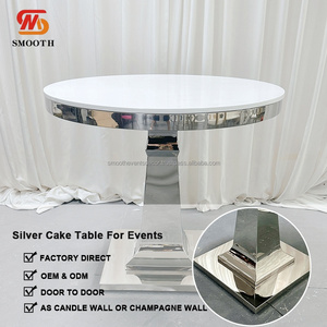 SMOOTH Modern Silver Design PVC Surface Stainless Steel <b>Frame</b> Table For <b>Wedding</b> Events Cake Display Table - Product Image 2