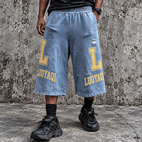 Shorts de survêtement 3/4 en coton vieilli personnalisés, style streetwear d'été, coupe capri, imprimés, amples et longs pour hommes