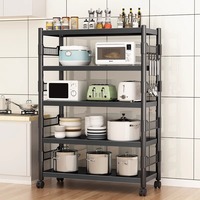 Étagère à micro-ondes mobile multi-niveaux en métal |   Organisateur de rangement de cuisine sur pied durable |   Étagère coulissante réglable en hauteur