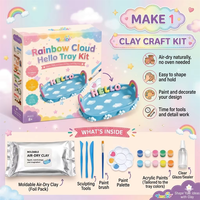 NOUVEAU Kit d'activités créatives pour enfants : Argile auto-durcissante sans four, plateau à bibelots magique en forme de nuage, ensemble de modelage avec outils et accessoires artistiques