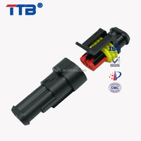 Conector Eléctrico Impermeable para Automóvil, 3 Pines, Terminales Macho y Hembra, Material de Contacto de Latón PowerCON, Carcasa de Nailon/174264-2